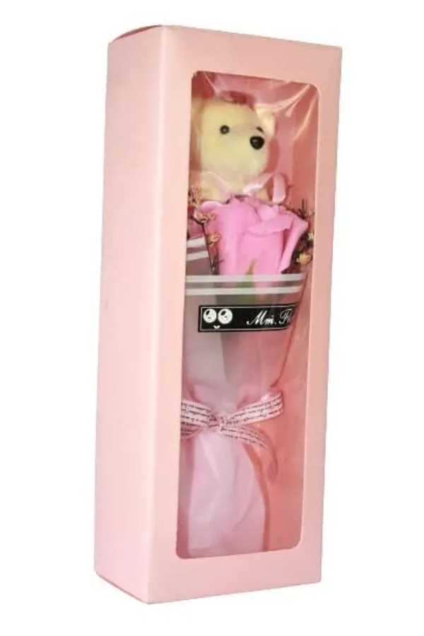 Pink_Artificial_Rose_Bouquet_Teddy_Bear_Flower_Gift_Set