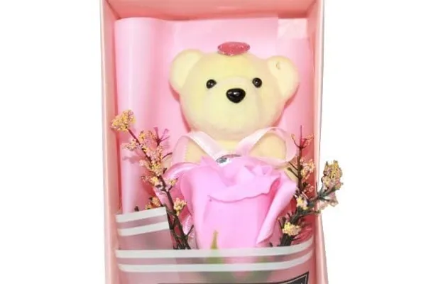 Pink_Artificial_Rose_Bouquet_Teddy_Bear_Flower_Gift_Set