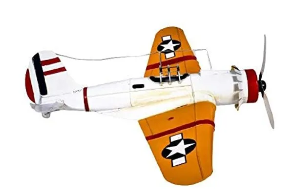 White_And_Orange_Vintage_Metal_Aircraft_Showpiece