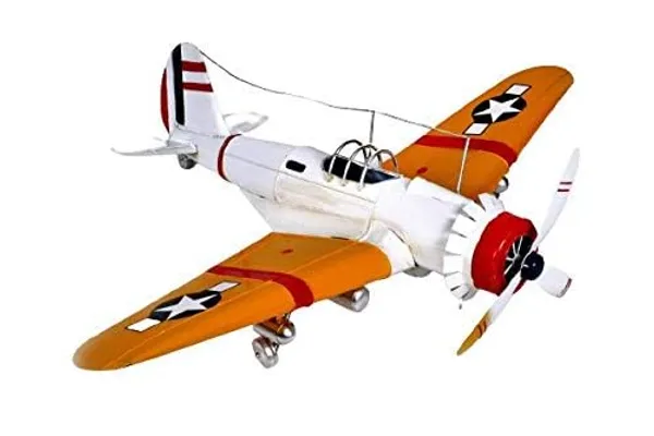 White_And_Orange_Vintage_Metal_Aircraft_Showpiece