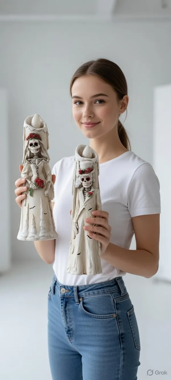 White_Polyresin_Skeleton_Couple_Wedding_Statue