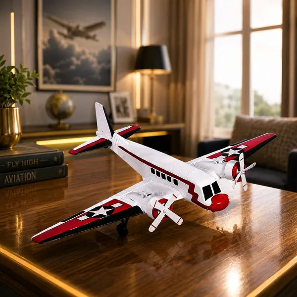 White_And_Red_Vintage_Metal_Aircraft_Showpiece