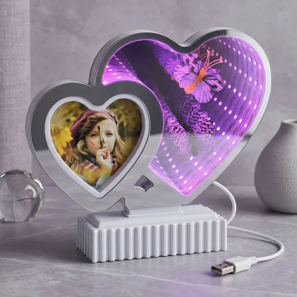 Acrylic_Mdf_Heart_Shape_Infinity_Led_Butterfly_Photo_Frame