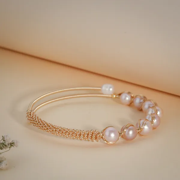 Gold_And_White_Pearl_Embellished_Adjustable_Bracelet_For_Women