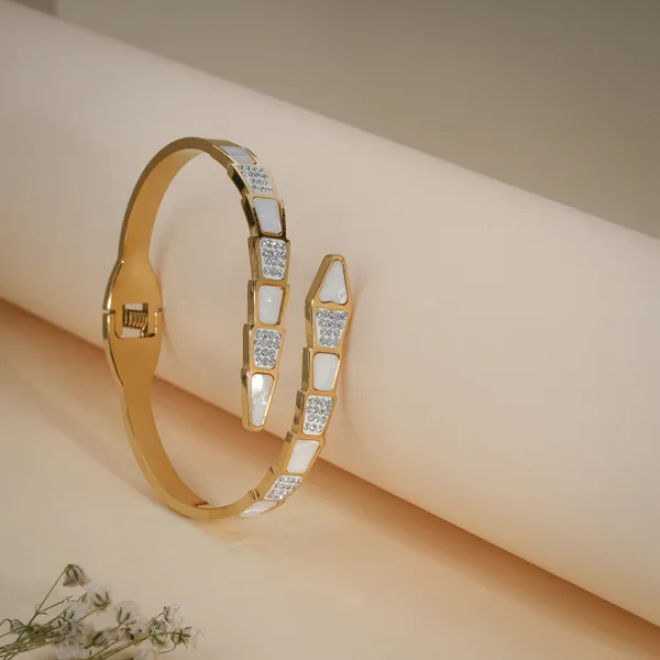 Gold_Plated_White_Enamel_Crystal_Bangle_Bracelet_Set_For_Women