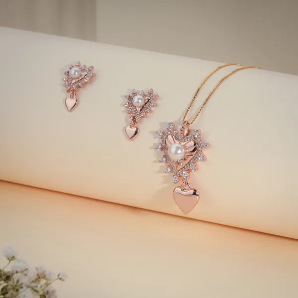 Rose_Gold_Pearl_Crystal_Heart_Pendant_Necklace_And_Earring_Set