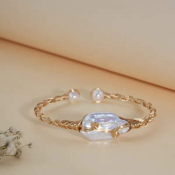 Gold_Wire_Wrapped_Baroque_Pearl_Open_Cuff_Bracelet_For_Women