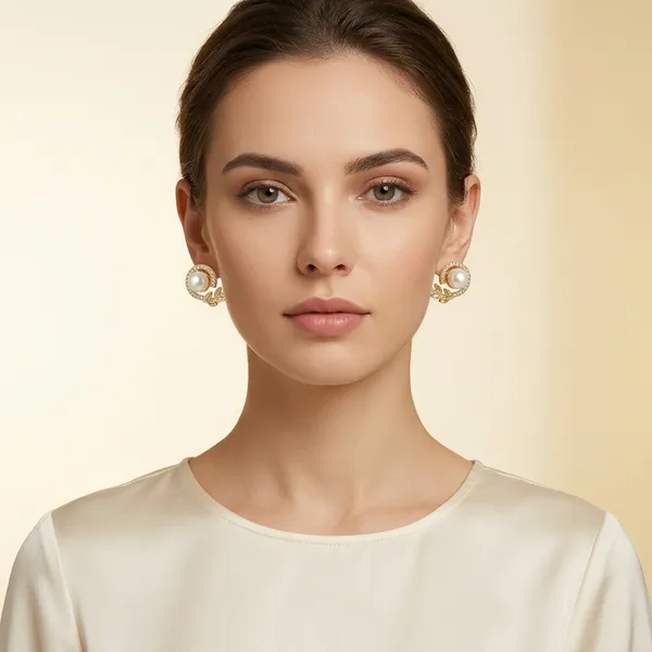 Gold_Plated_Pearl_Crystal_Snail_Stud_Earrings_For_Women