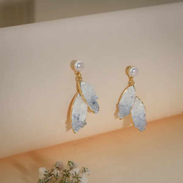 Blue_Floral_Pearl_Gold_Plated_Stud_Drop_Earrings_For_Women