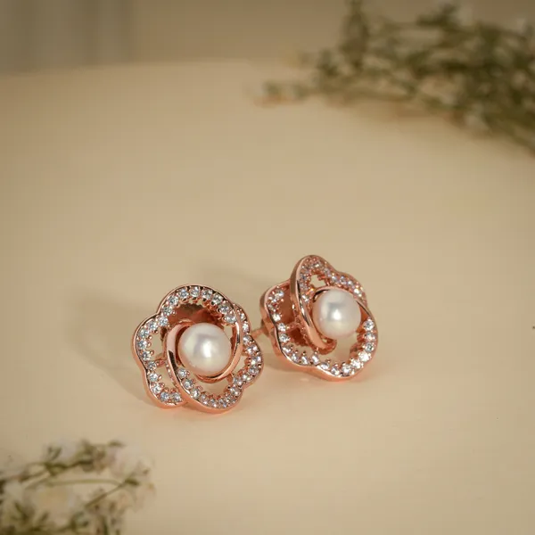 Rose_Gold_Pearl_Floral_Stud_Earrings_For_Women