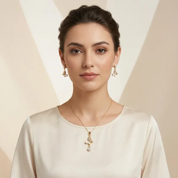 Gold_Plated_Butterfly_Pearl_Drop_Jewellery_Set_For_Women