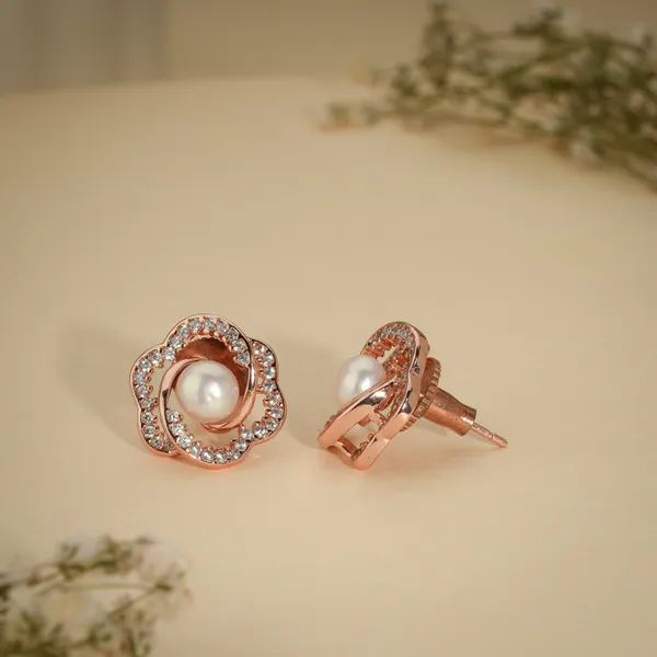 Rose_Gold_Pearl_Floral_Stud_Earrings_For_Women