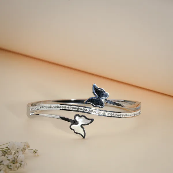 Silver_Crystal_Studded_Butterfly_Adjustable_Bracelet_For_Women