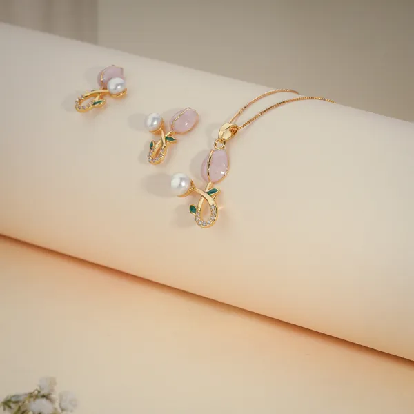 Gold_And_Pink_Stone_Pearl_Floral_Jewellery_Set_For_Women