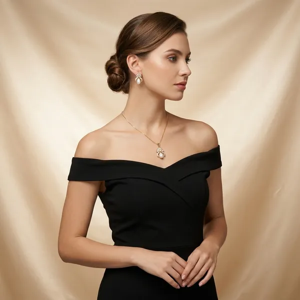 Gold_Plated_Pearl_Crystal_Floral_Pendant_Necklace_And_Earring_Set_For_Women