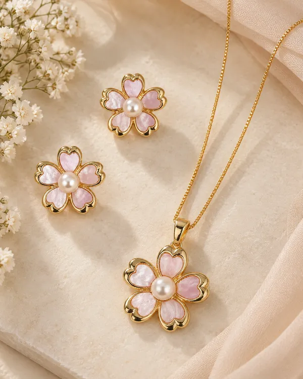 Elegant_Pink-Gold_Floral_Jewelry_Set