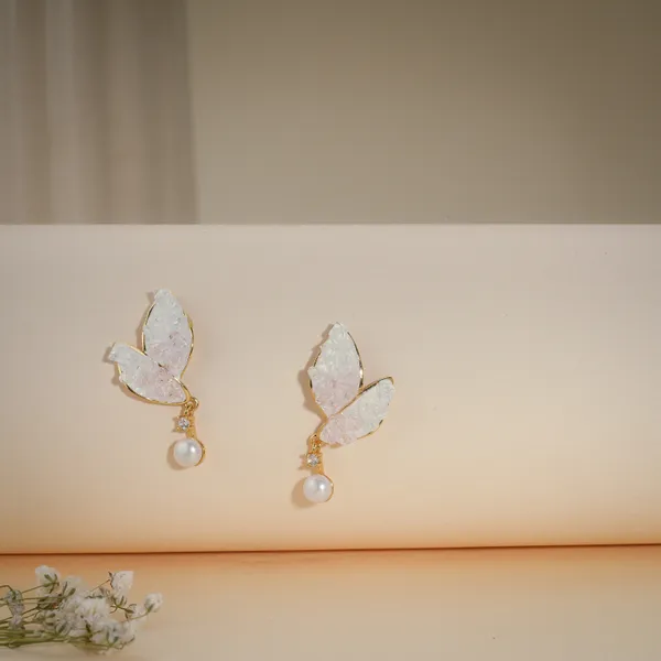 Gold_And_White_Butterfly_Pearl_Drop_Earrings_For_Women