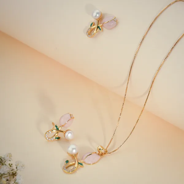 Gold_And_Pink_Stone_Pearl_Floral_Jewellery_Set_For_Women