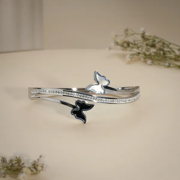 Silver_Crystal_Studded_Butterfly_Adjustable_Bracelet_For_Women