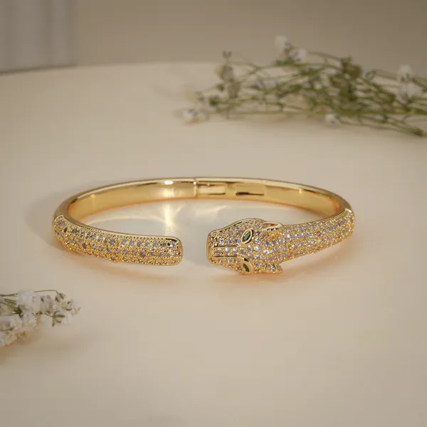 Gold_Plated_Crystal_Panther_Cuff_Bracelet_For_Women