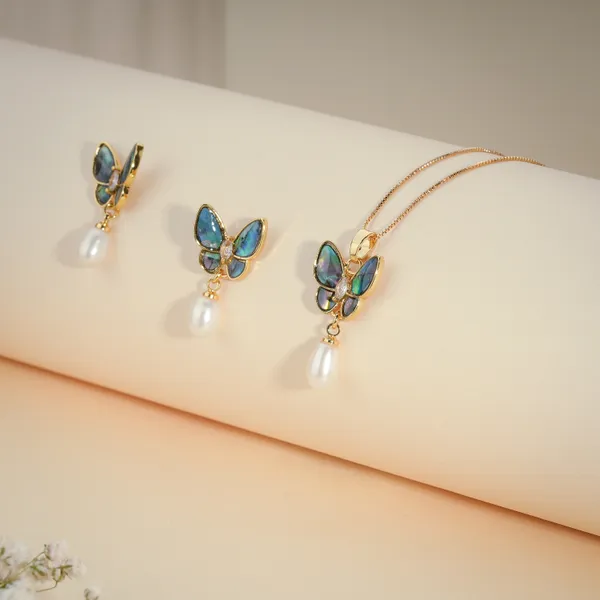 Blue_Abalone_Shell_Gold_Plated_Butterfly_Pearl_Drop_Jewelry_Set_For_Women
