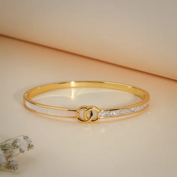 Gold_Plated_Zirconia_Interlocking_Circle_Bangle_Bracelet_For_Women