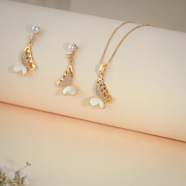Gold_Plated_Butterfly_Pearl_Drop_Jewellery_Set_For_Women