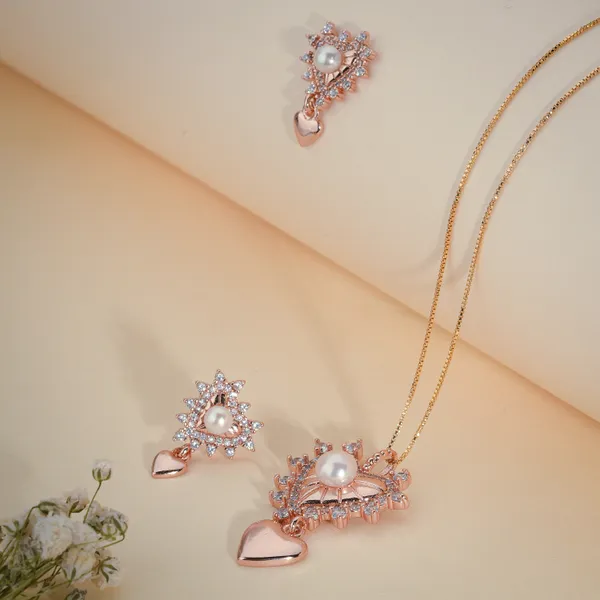 Rose_Gold_Pearl_Crystal_Heart_Pendant_Necklace_And_Earring_Set