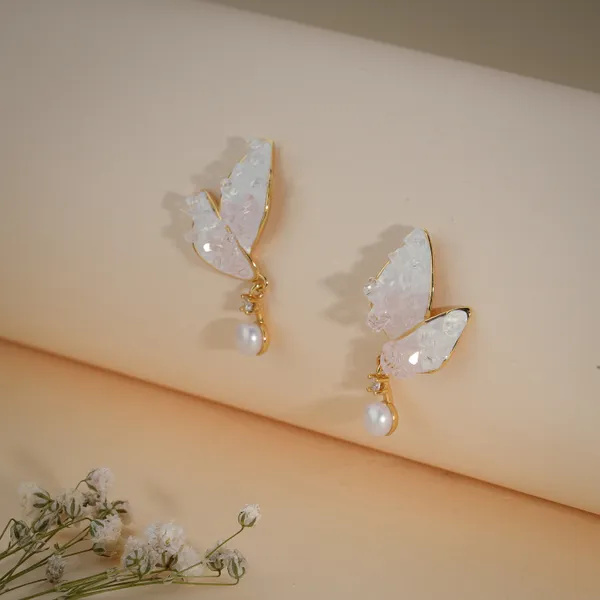 Gold_And_White_Butterfly_Pearl_Drop_Earrings_For_Women