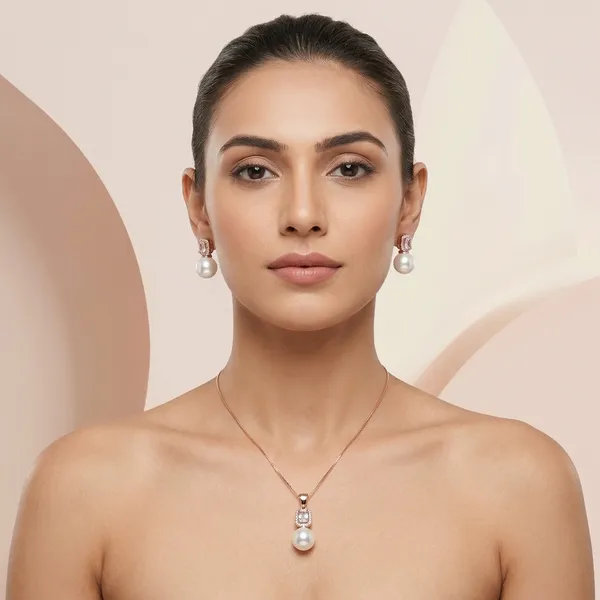Rose_Gold_Plated_Crystal_Pearl_Drop_Necklace_And_Earrings_Set_For_Women