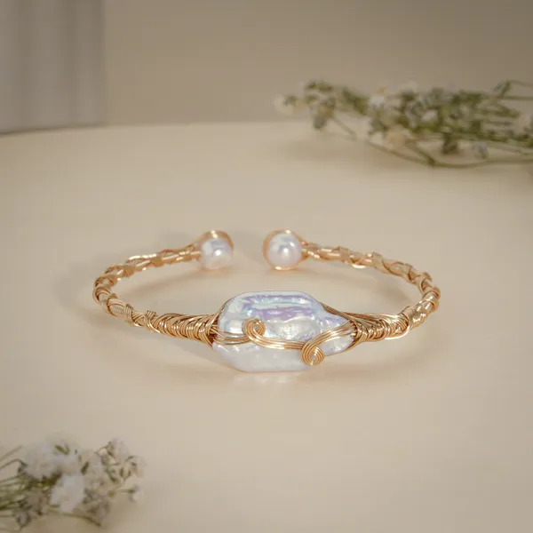 Gold_Wire_Wrapped_Baroque_Pearl_Open_Cuff_Bracelet_For_Women