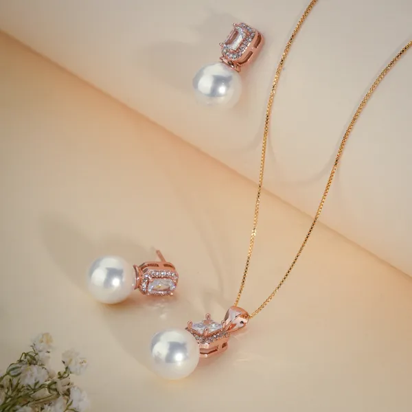 Rose_Gold_Plated_Crystal_Pearl_Drop_Necklace_And_Earrings_Set_For_Women