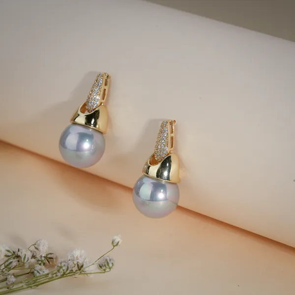Gold_Plated_Grey_Pearl_Glitter_Accent_Drop_Earrings_For_Women