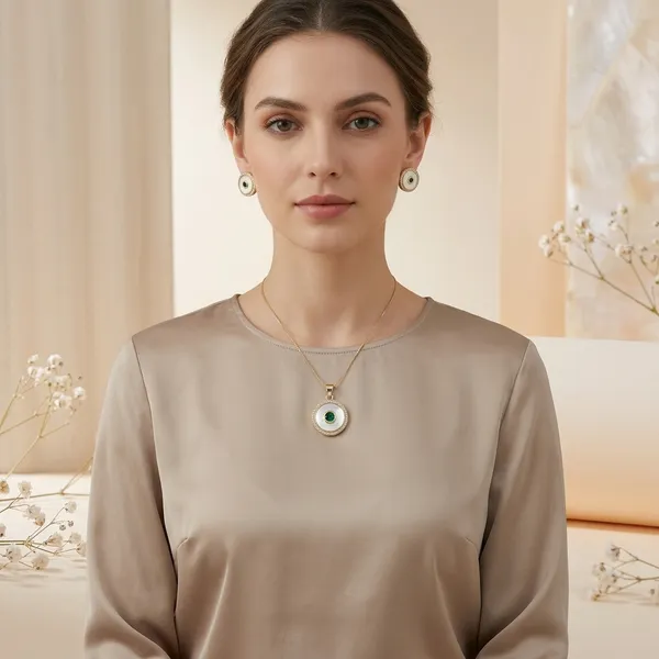 Gold_Plated_Mother_Of_Pearl_Green_Stone_Pendant_Set_For_Women