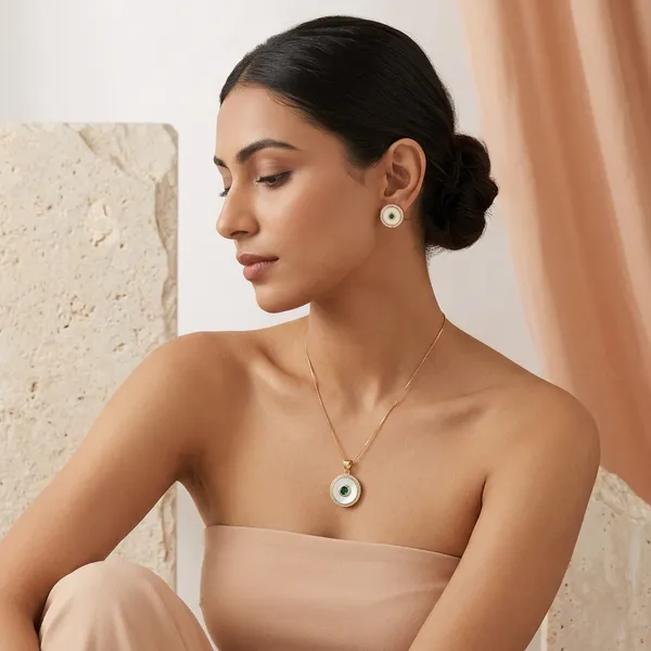 Gold_Plated_Mother_Of_Pearl_Green_Stone_Pendant_Set_For_Women
