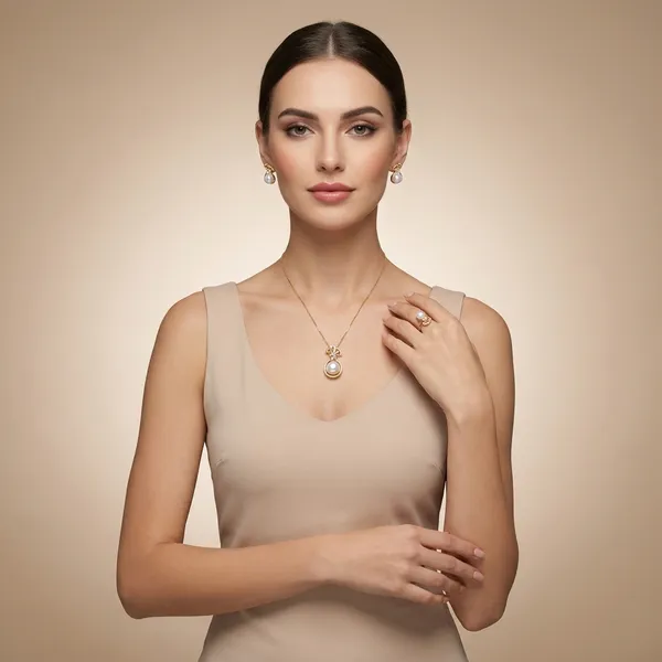 Gold_And_White_Pearl_Crystal_Teardrop_Pendant_Necklace_Earrings_Ring_Set_For_Women