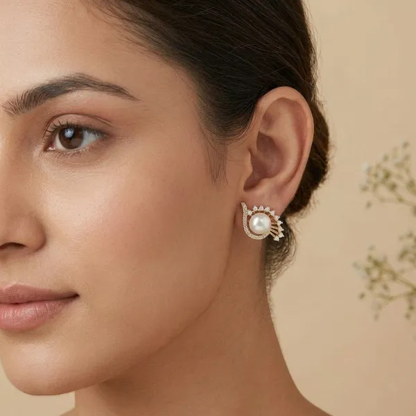 Gold_Plated_Pearl_Crystal_Halo_Stud_Earrings_For_Women