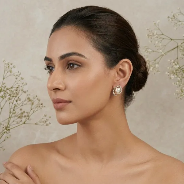 Gold_Plated_Pearl_Crystal_Halo_Stud_Earrings_For_Women