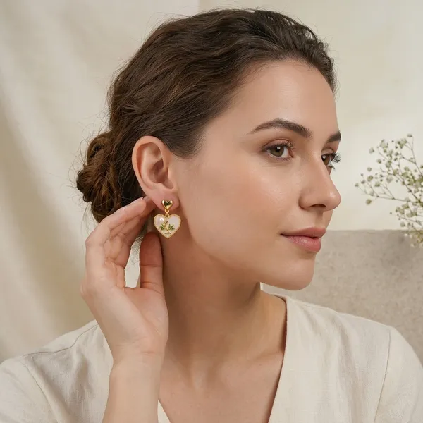 Gold_Plated_Pearl_Heart_Leaf_Stud_Earrings_For_Women
