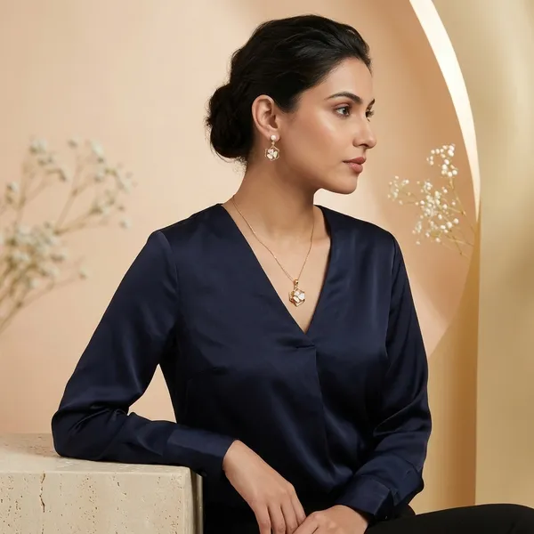 Gold_Plated_Hexagon_Pearl_Drop_Necklace_And_Earring_Set_For_Women