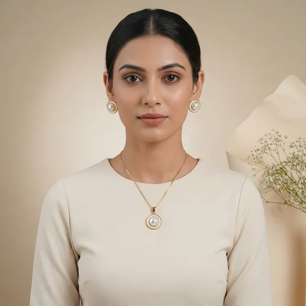 Gold_&_White_Pearl_Concentric_Circle_Necklace_And_Earrings_Set