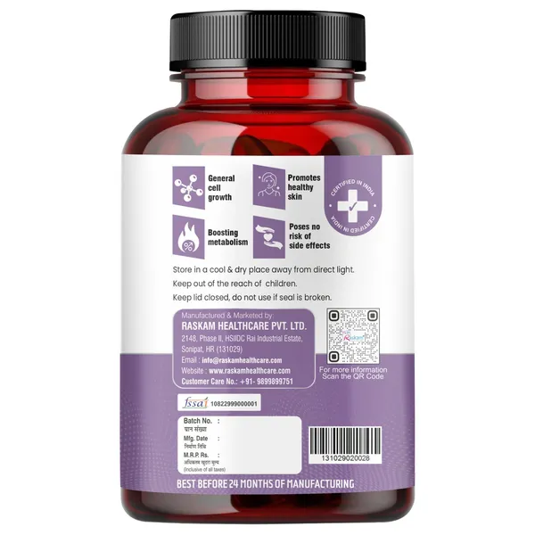 Raskam_Biotin_100_Veg_Capsules_Hair_Growth_Strong_Hair_And_Glowing_Skin_Fights_Nail_Brittleness