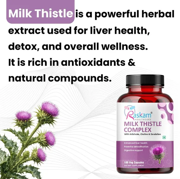 Raskam_Milk_Thistle_Complex_Liver_Gall_Bladder_Health_Supplement_Antioxidant_Anti_Inflammatory_Liver_Detox_Liver_Refresher_100_Veg_Capsules