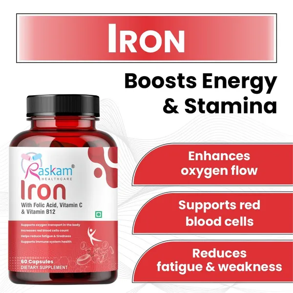 Raskam_Iron_Supplement_With_Folic_Acid_Vitamin_C_Vitamin_B12_60_Capsules_Dietary_Supplement