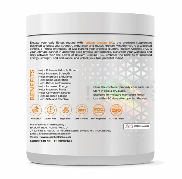 Raskam_Pure_Creatine_Hcl_Powder_Unflavoured_50_Sevings_Rapid_Absorption_Enhanced_Muscle_Strength_Power_150gm