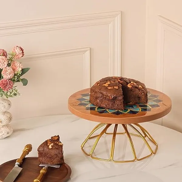 Wooden_Mandala_Print_Cake_Stand_With_Golden_Metal_Base