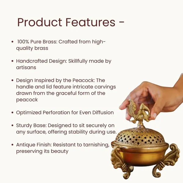 Brass_Peacock_Handle_Incense_Burner_With_Antique_Finish