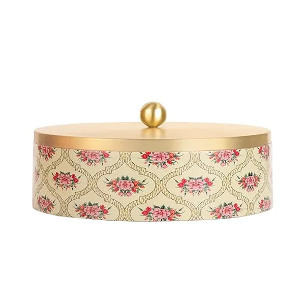 Teak_Wood_Ivory_Floral_Print_Chapati_Box_With_Tongs