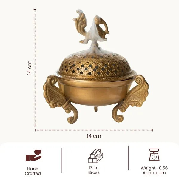 Brass_Peacock_Handle_Incense_Burner_With_Antique_Finish