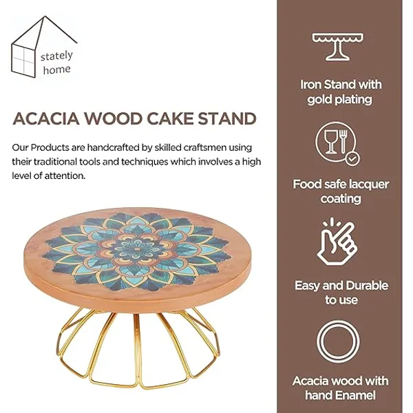 Wooden_Mandala_Print_Cake_Stand_With_Golden_Metal_Base